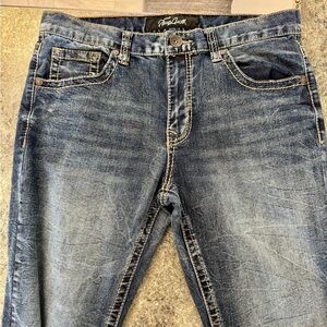 Vintage Blue Relaxed Jeans with Distressed Finish